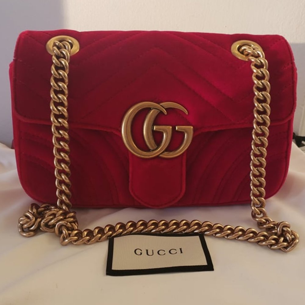 ❌SOLD❌GUCCI Marmont Red Velvet Bag